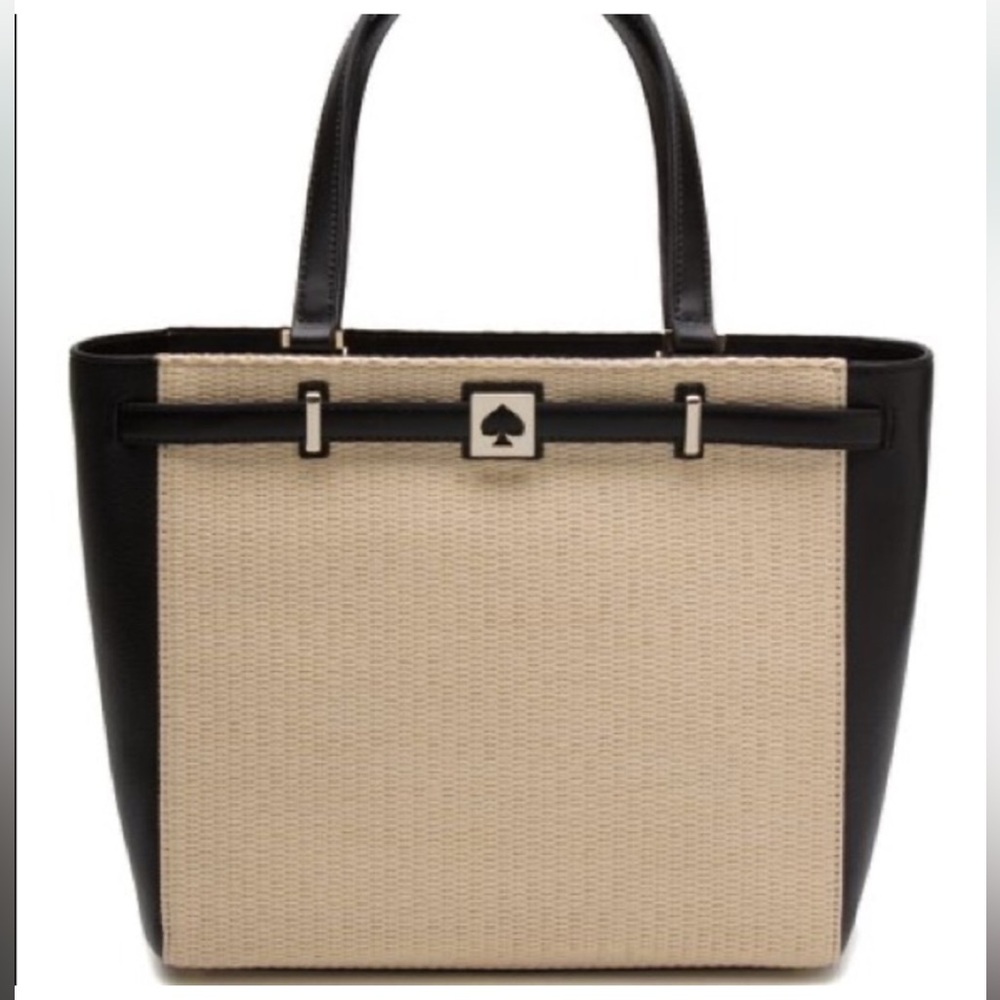 Kate Spade Demarco Tote in Black and Straw